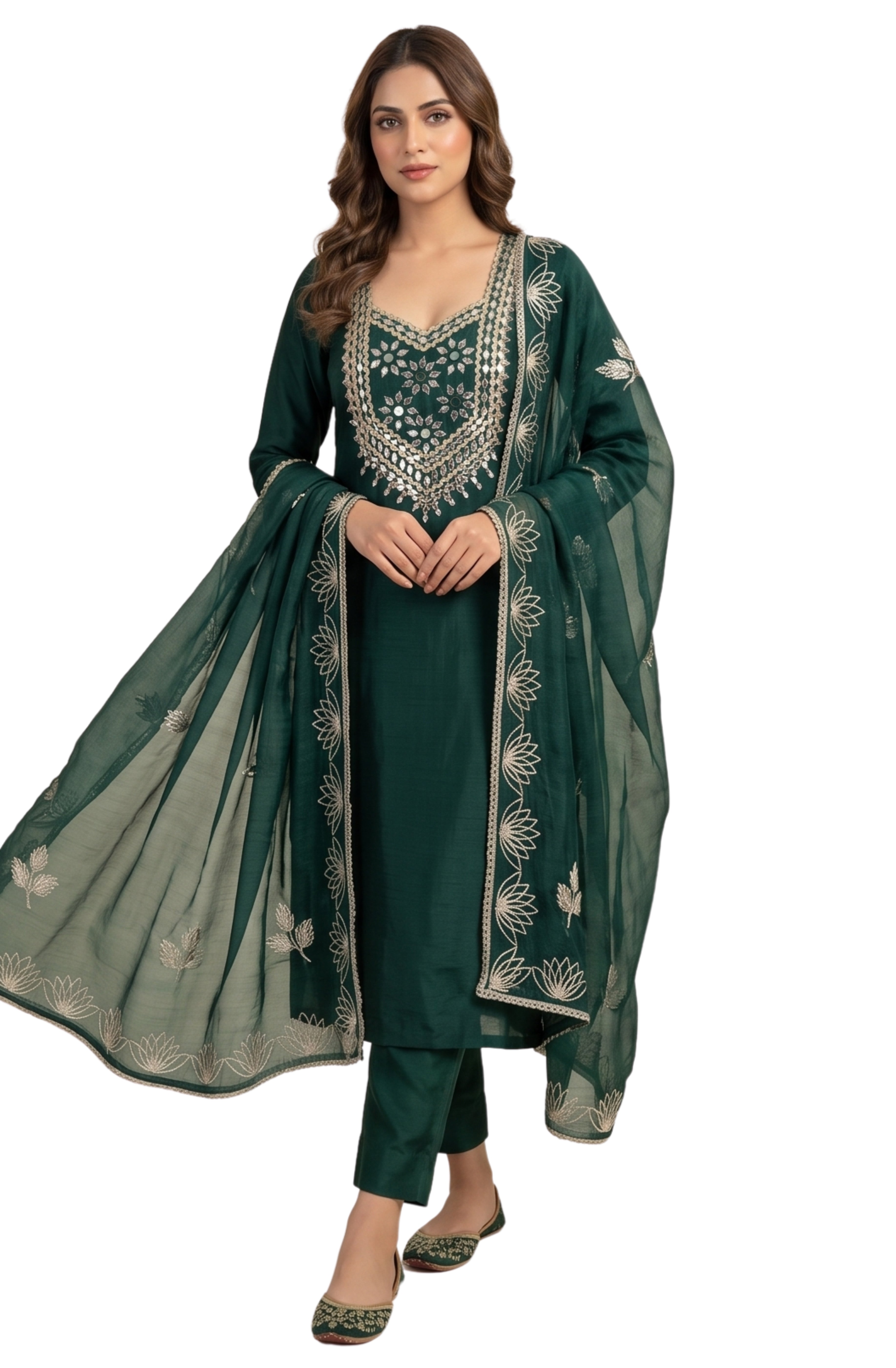 Premium Purple Unstitched Crunch Tissue Suit Set with Heavy Mirror Work & Floral Organza Dupatta
