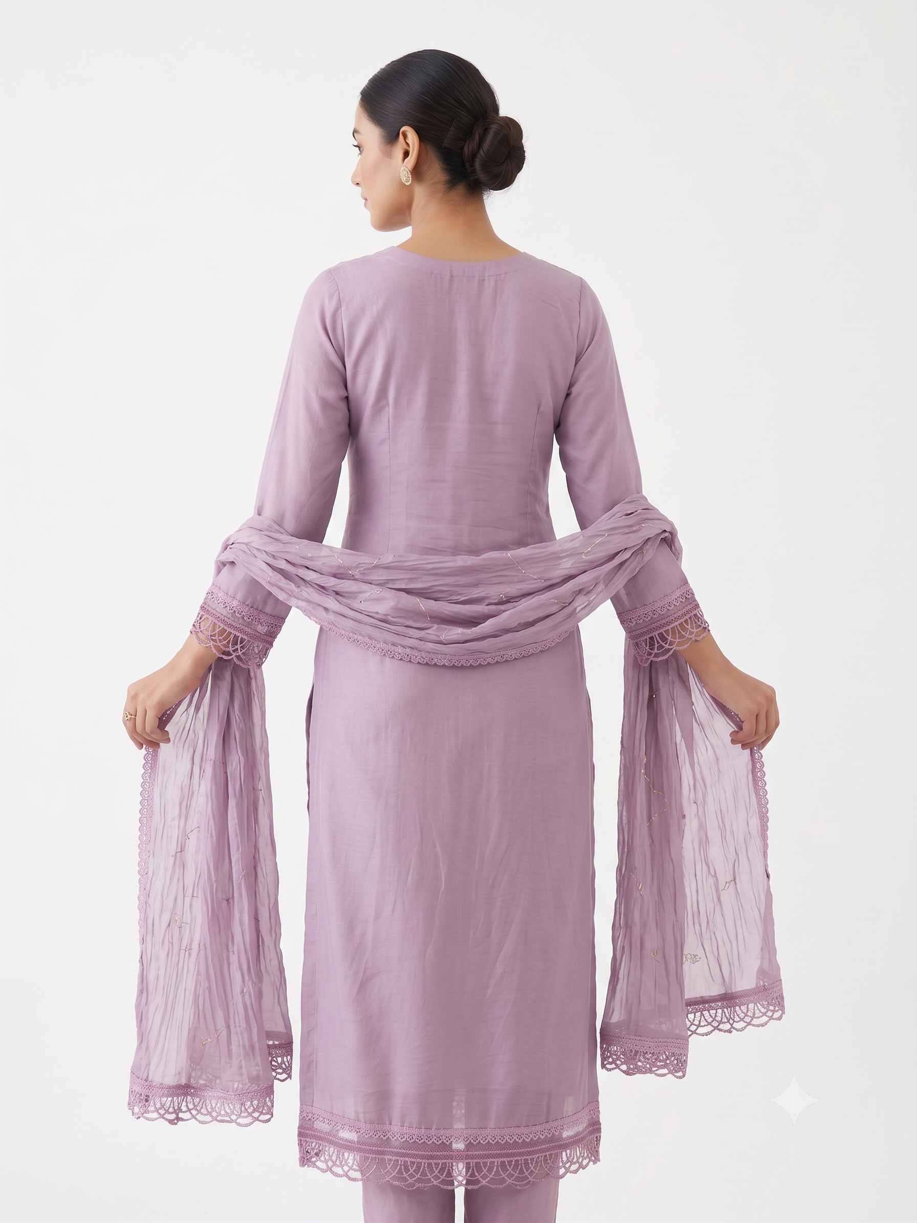 Premium Purple Color Cotton Unstitched Suit Set with Heavy Dupatta